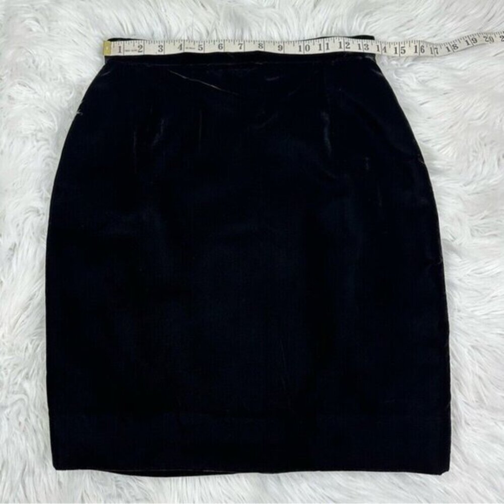 Valentino Studio‎ Black Velvet Pencil Skirt Vintage Made in Italy W27 Hemmed - Picture 12 of 14